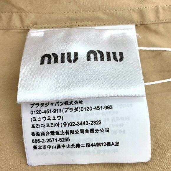 Miu Miu Brown Logo Embroidered Cotton Long-Sleeve Shirt - Picture 7 of 8